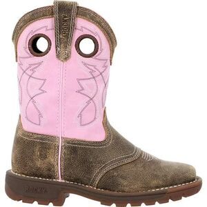 Rocky Big Girls Legacy 32 Waterproof Western Boot-Broad Square Toe Brown/Pink